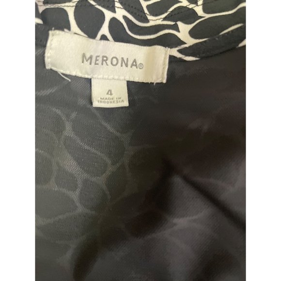 Merona Size 4 Blouse Women Plus Size 2X 3X See Measurements Black White Top - Picture 10 of 10